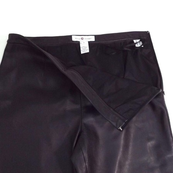 S5A Saks Fifth Avenue HOT Black LEATHER Pants SZ 6 - Picture 7 of 8